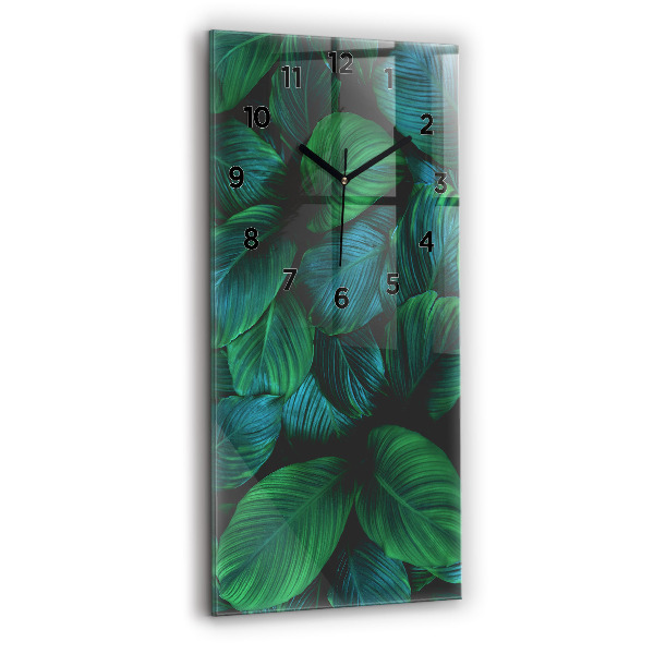 Modern vertical wall clock Nature leaves
