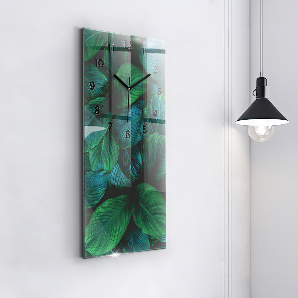 Modern vertical wall clock Nature leaves