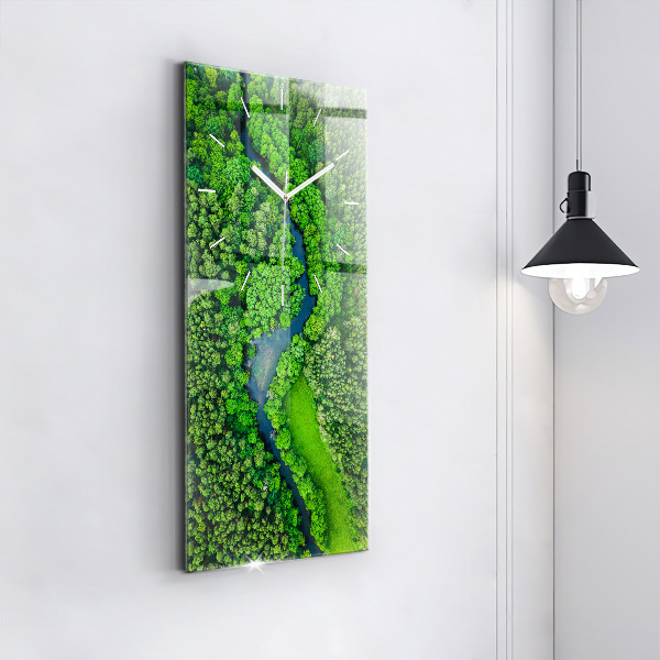 Modern vertical wall clock River in the forest