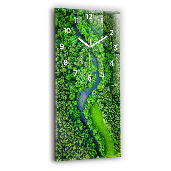Modern vertical wall clock River in the forest