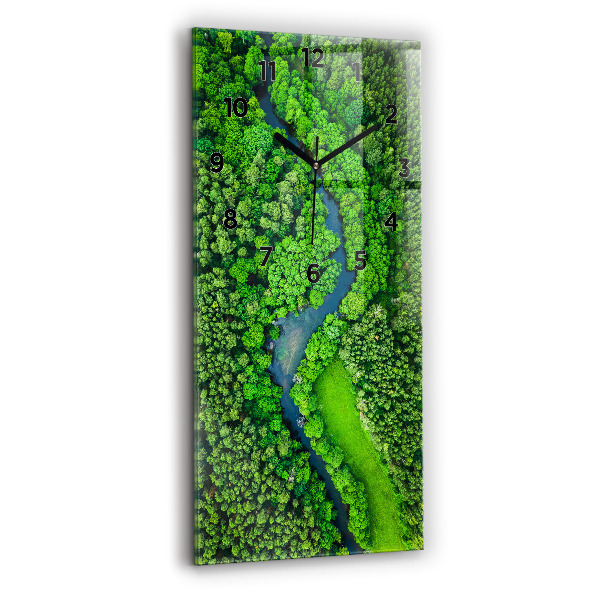 Modern vertical wall clock River in the forest
