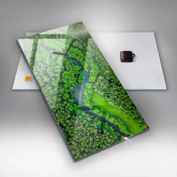 Modern vertical wall clock River in the forest
