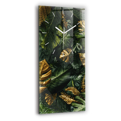 Modern vertical wall clock Jungle leaves
