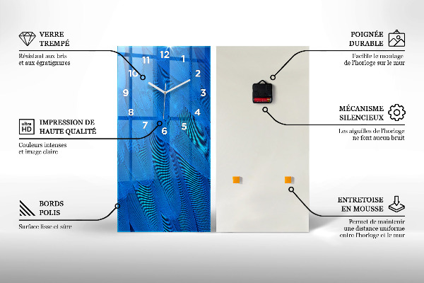 Modern vertical wall clock Jungle leaves