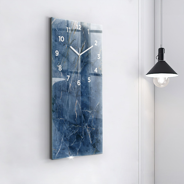 Modern vertical wall clock Blue marble texture