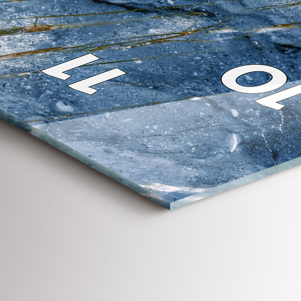Modern vertical wall clock Blue marble texture