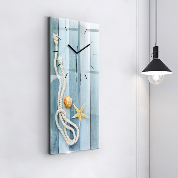 Modern vertical wall clock Boards stripes and shell