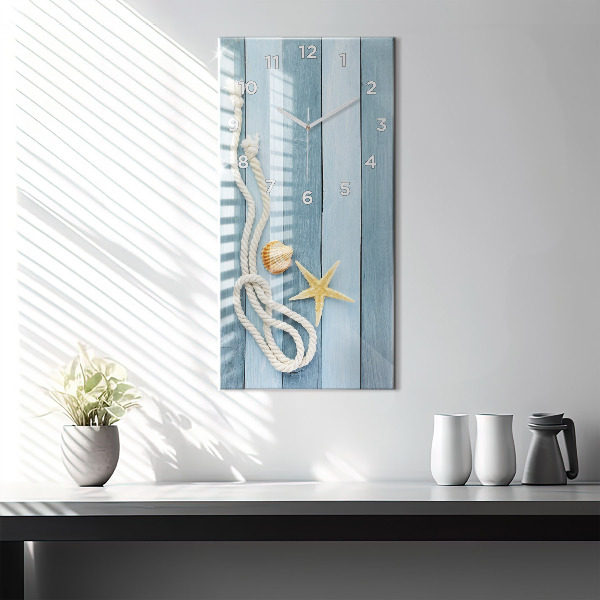 Modern vertical wall clock Boards stripes and shell