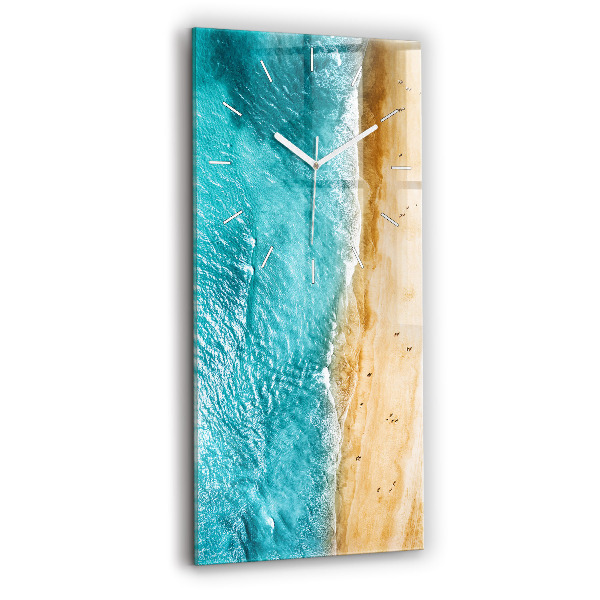 Modern vertical wall clock sea beach people