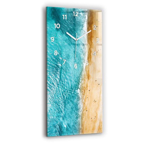 Modern vertical wall clock sea beach people