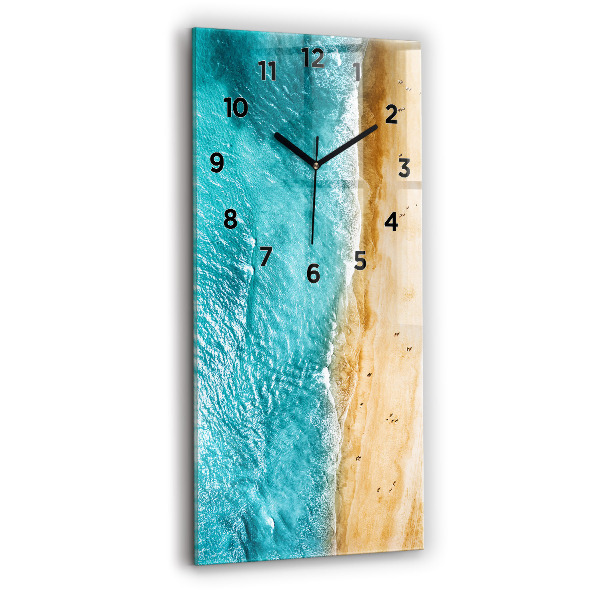 Modern vertical wall clock sea beach people