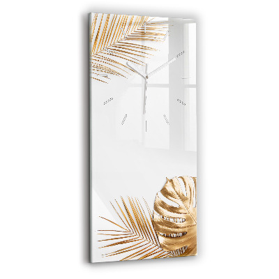 Modern vertical wall clock Tropical leaves
