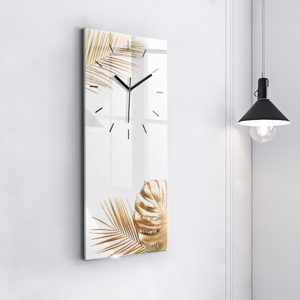 Modern vertical wall clock Tropical leaves