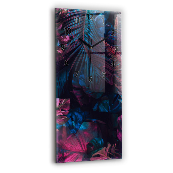 Modern vertical wall clock Exotic flowers