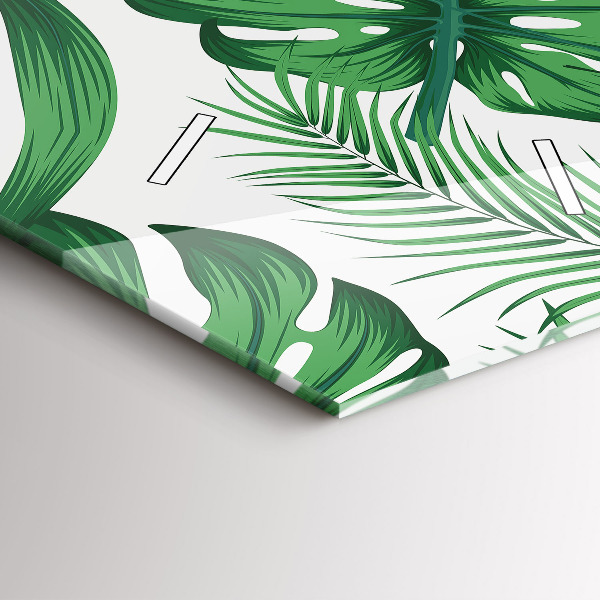 Modern vertical wall clock Monstera leaves