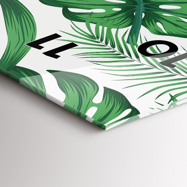 Modern vertical wall clock Monstera leaves