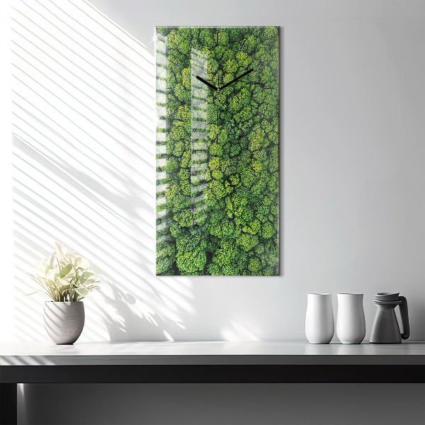 Modern vertical wall clock Forest from above