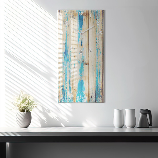 Modern vertical wall clock Scratched wood