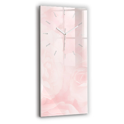 Modern vertical wall clock Blooming roses