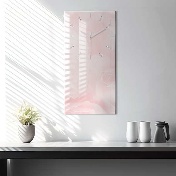Modern vertical wall clock Blooming roses