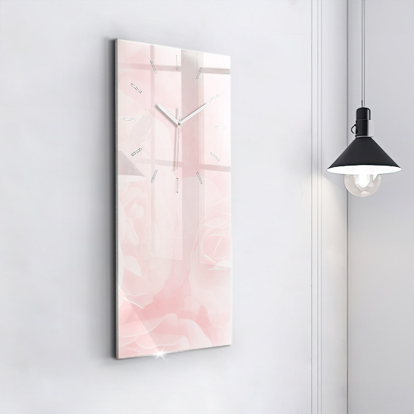 Modern vertical wall clock Blooming roses