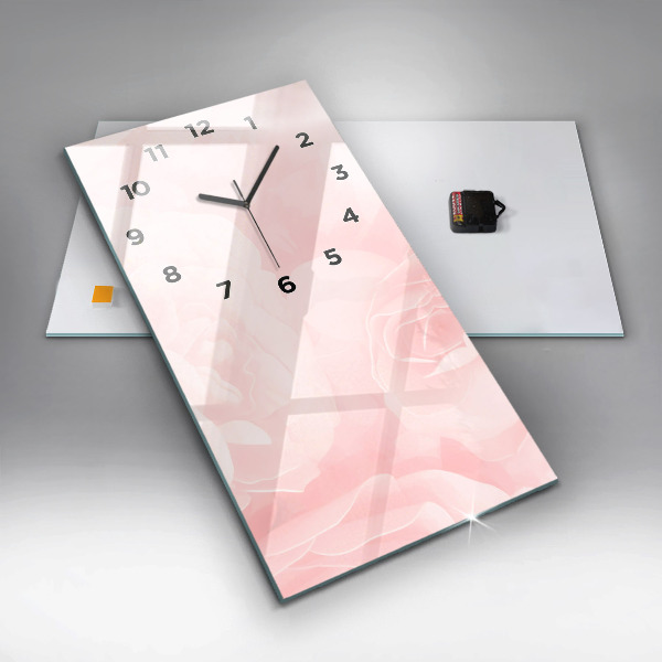 Modern vertical wall clock Blooming roses