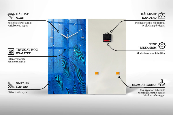 Modern vertical wall clock Geometric texture