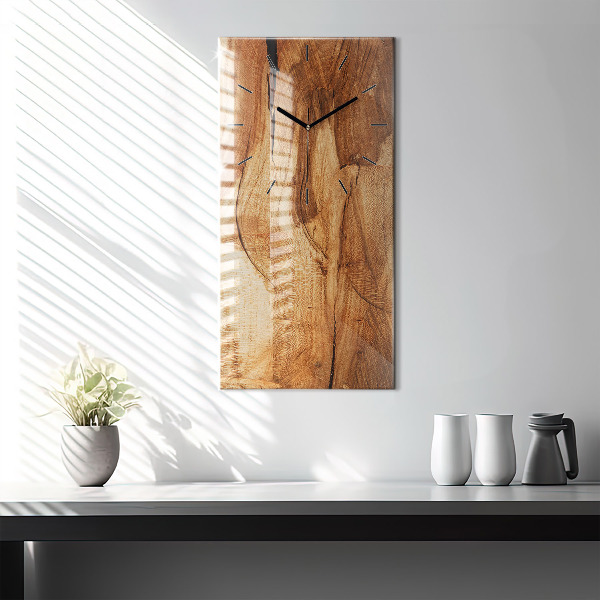 Modern vertical wall clock Wood texture
