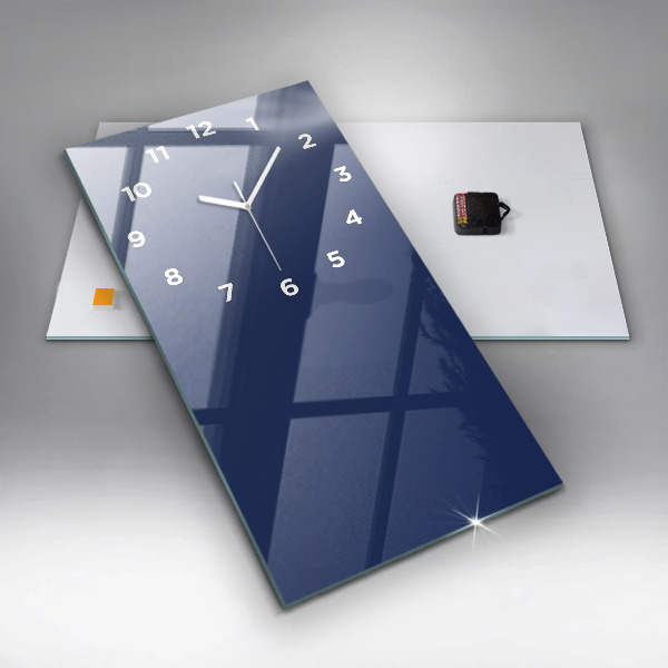 Modern vertical wall clock Navy blue color