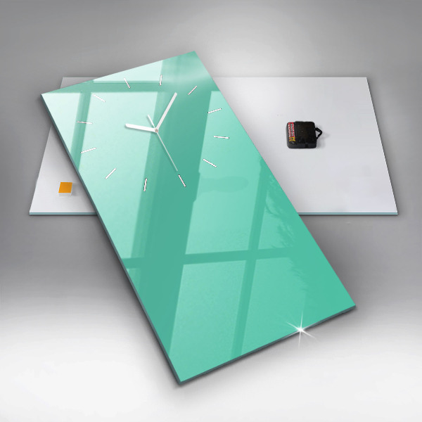 Modern vertical wall clock Turquoise color