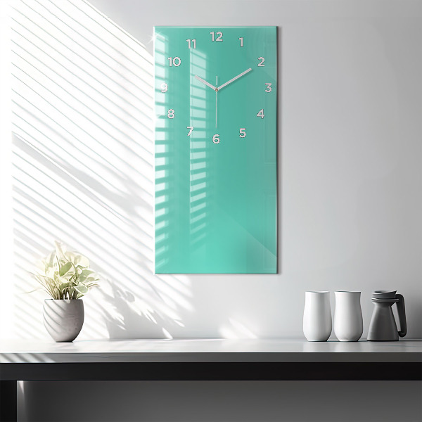 Modern vertical wall clock Turquoise color