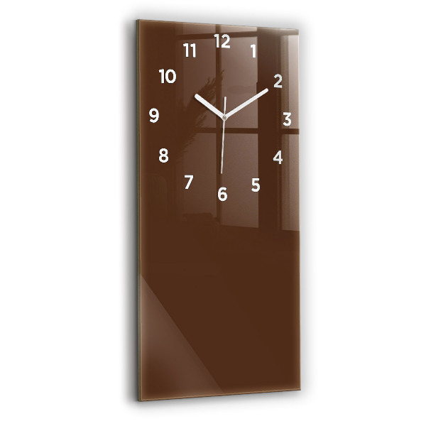 Modern vertical wall clock Brown color
