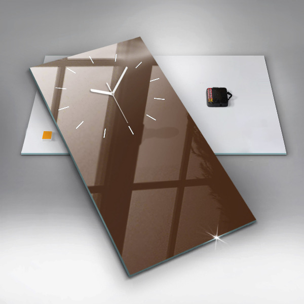 Modern vertical wall clock Brown color
