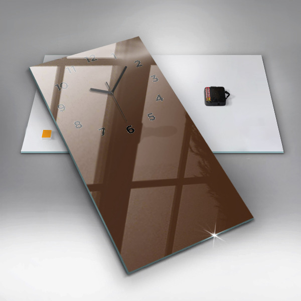 Modern vertical wall clock Brown color