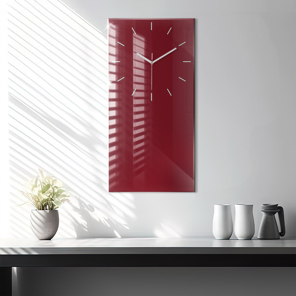 Modern vertical wall clock Burgundy color