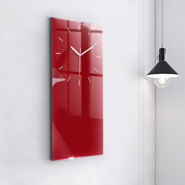 Modern vertical wall clock Red color