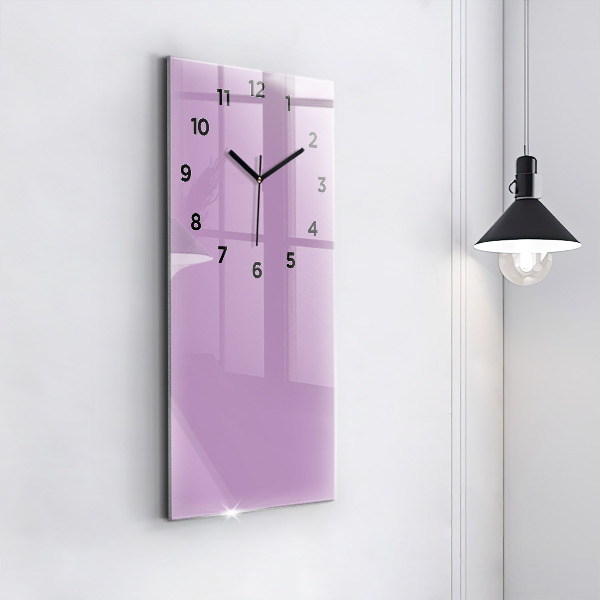 Modern vertical wall clock Lilac color