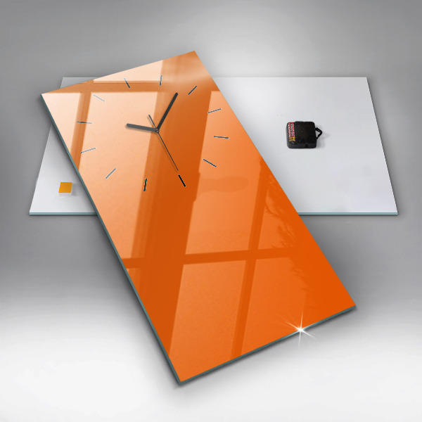 Modern vertical wall clock Orange color