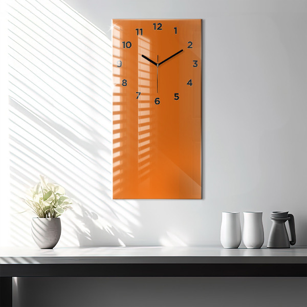 Modern vertical wall clock Orange color