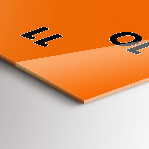 Modern vertical wall clock Orange color