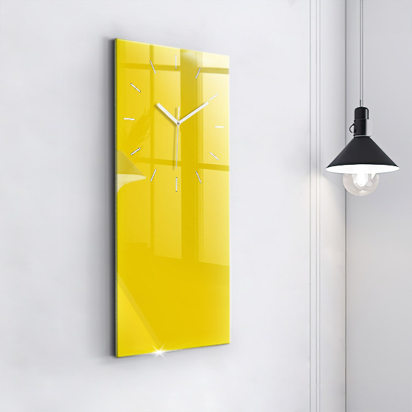 Modern vertical wall clock Light yellow color