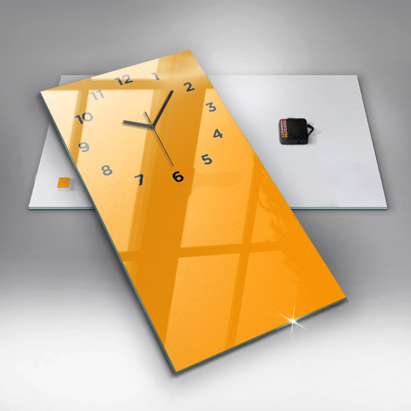 Modern vertical wall clock Color golden yellow