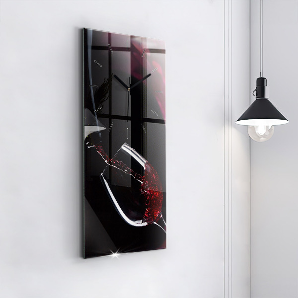 Modern vertical wall clock Red wine