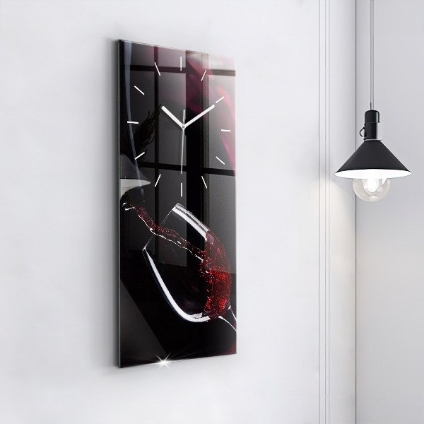 Modern vertical wall clock Red wine