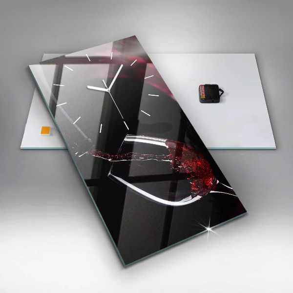 Modern vertical wall clock Red wine