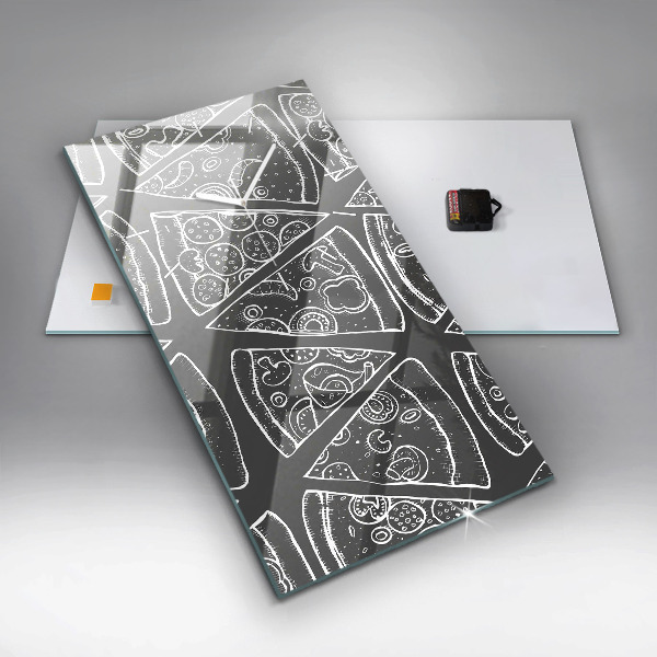 Modern vertical wall clock Painted pizza