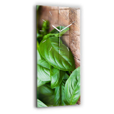 Modern vertical wall clock Basil leaves