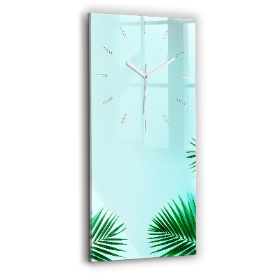 Modern vertical wall clock Green palm trees