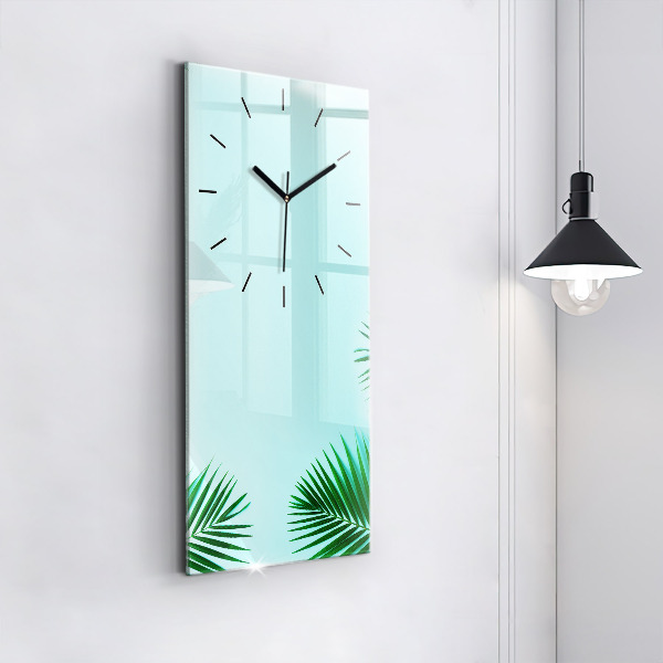 Modern vertical wall clock Green palm trees