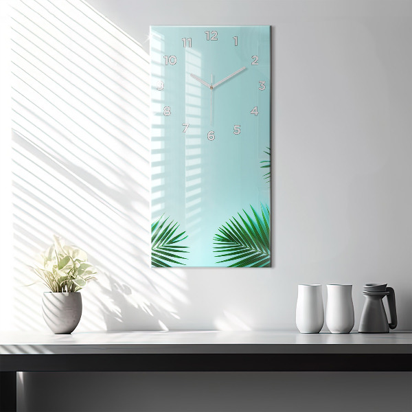Modern vertical wall clock Green palm trees